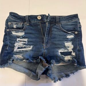 American Eagle Next Level Stretch Cutoff Denim Shorts Frayed Hem Women’s 2